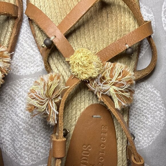 Soludos x Anthropologie Panarea Leather Tasseled Sandals Sandals Sz 6.5 - Picture 9 of 16